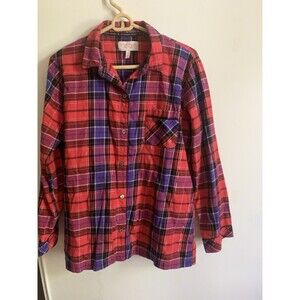 Victoria's Secret Plaid Flannel Sparkle Threads Sleeping Shirt Pajama To…
